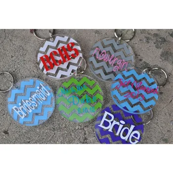 

10pc custom personalized clear chevron keychain circle acrylic charms badge with your logo