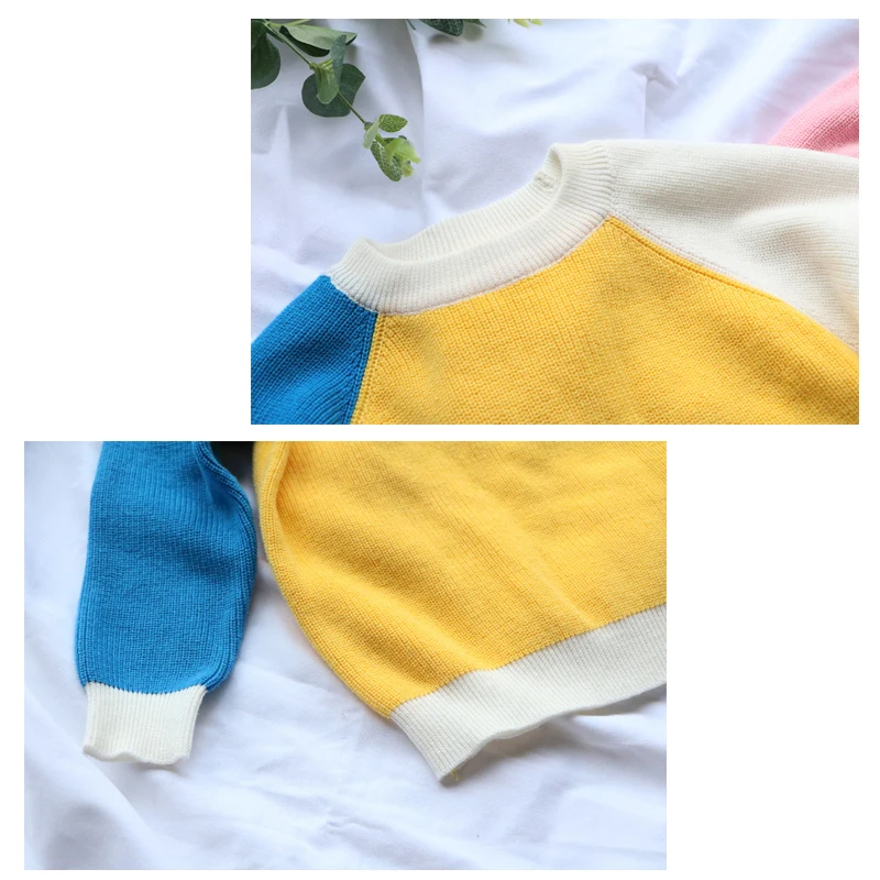 B&N New Baby Children Clothing Girls Patchwork Candy Color Knitted Sweater Kids Autumn Winter Cotton Outer Wear Girl Pullover15