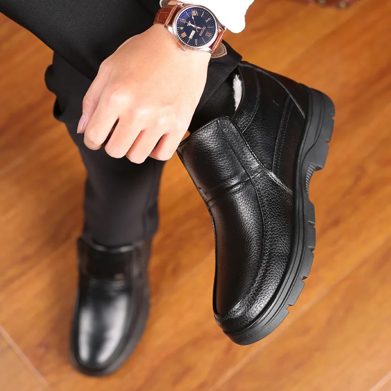 

Masorini New Handmade Men Genuine Leather Winter Boots High Quality Snow Men Boots Ankle Boots for Men WW-191