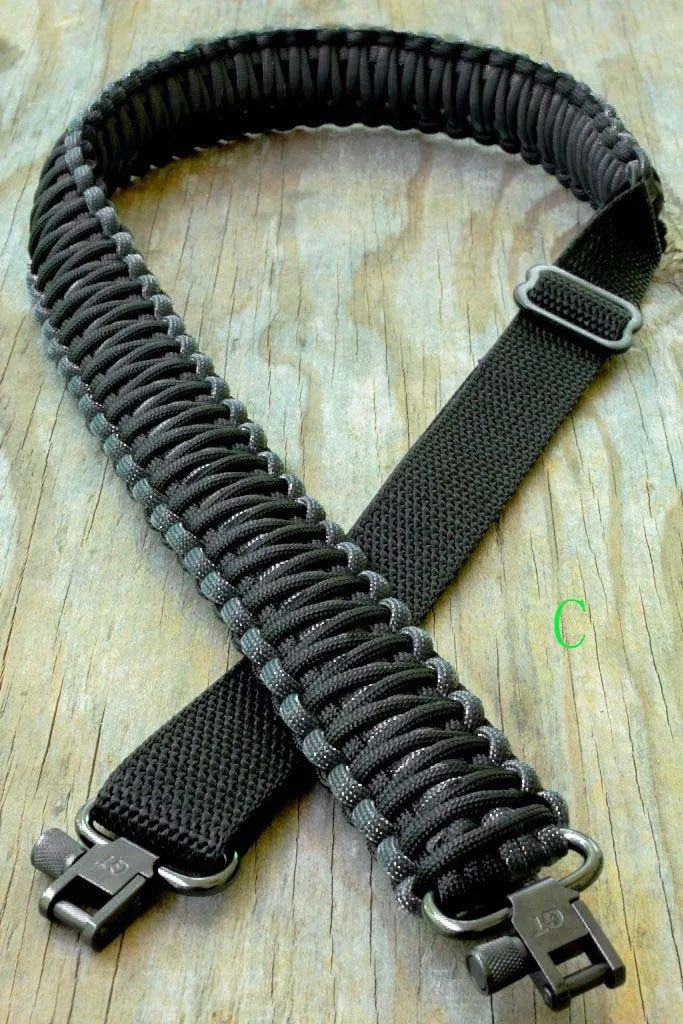Paracord 550 Adjustable Rifle Gun Sling Strap with Swivels Black 