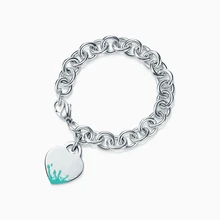 SHINETUNG 1:1 Tiff Bracelet 925 Sterling Silver Tiff Green Enamel Bracelet For Women Heart-Shaped Classic Bracelet Jewelry classic heart letter a bracelet for women