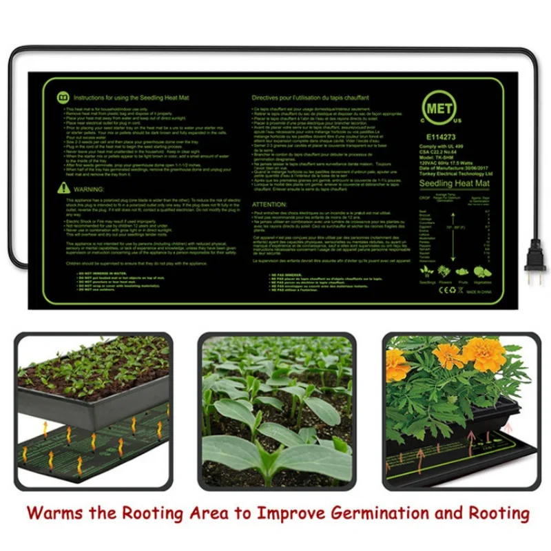 Нагревательный коврик для рассады 52x24 см, водонепроницаемый нагревательный коврик для роста растений, прорастание семян, клон, пусковая площадка, Садовые принадлежности