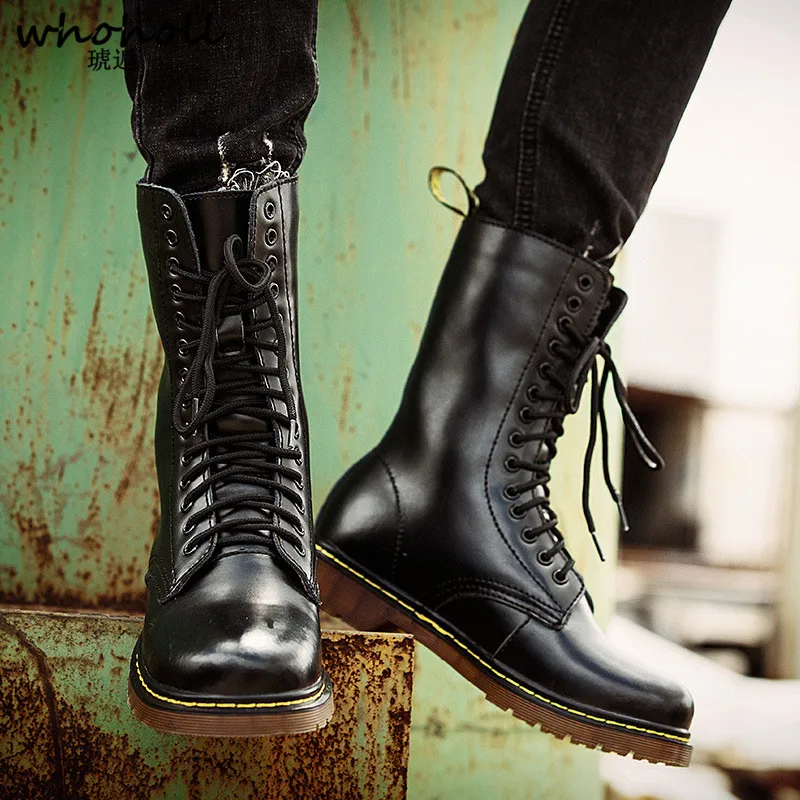

Whoholl High Quality Genuine leather Autumn Men Boots Winter Waterproof Ankle Boots Martin Boots Outdoor Working Boots Men Shoes