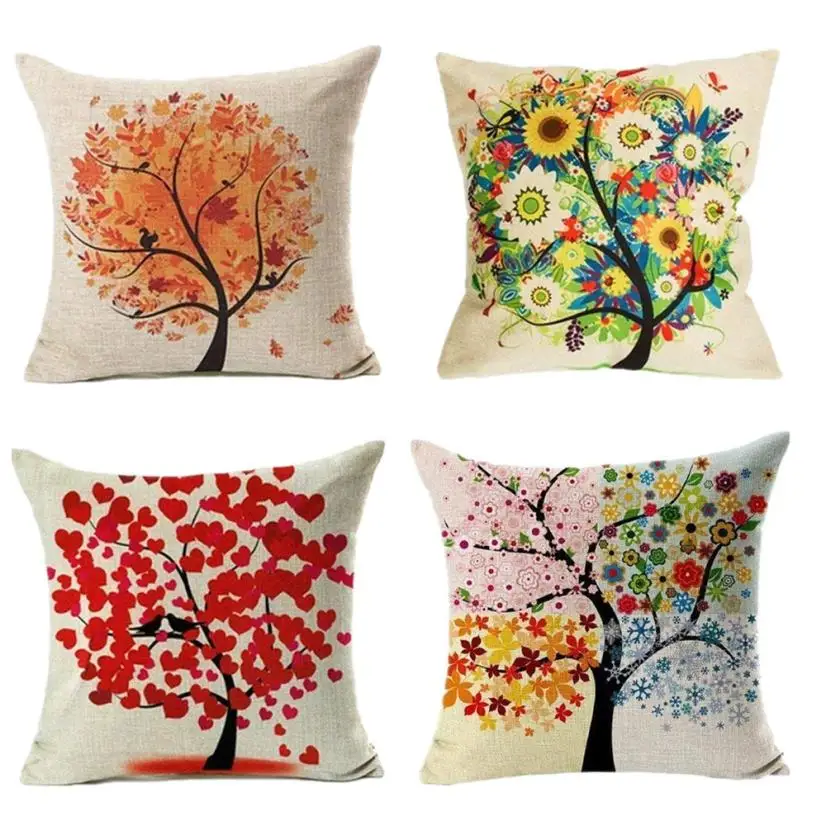 

Pillow Cases 4Pcs 45 * 45cm Tree Pattern Home Decor Cushion Cover Sofa Throw Pillowcase Pillow Cover drop ship 18aug8