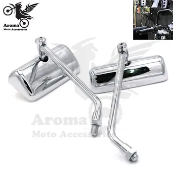 

rectangle motorcycle rear view part silver chrome moto rearview mirror for honda suzuki yamaha harley prince cruise mirror