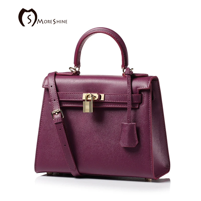 

MORESHINE brand Women Genuine leather handbags with Lock design women's Natural leather Lines bag Female shoulder bag tote bolsa