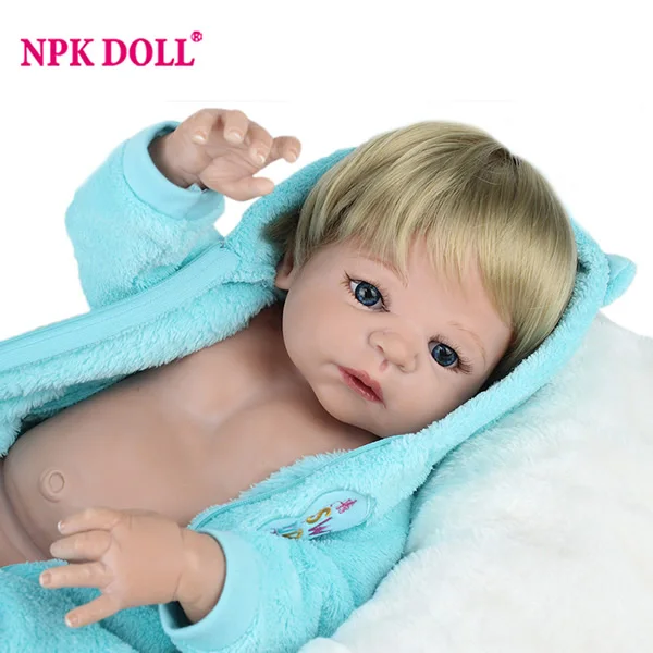 NPKDOLL 55 см мягкие силиконовые куклы реборн игрушки для девочек лол Пупс 22 дюймов полный винил кукла-младенец куклы для детей бжд - Цвет: hair wigs boy