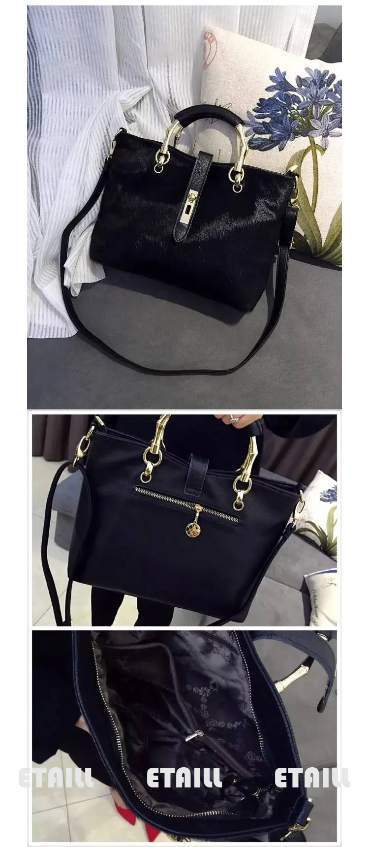 Horsehair Women Cowhide Handbag