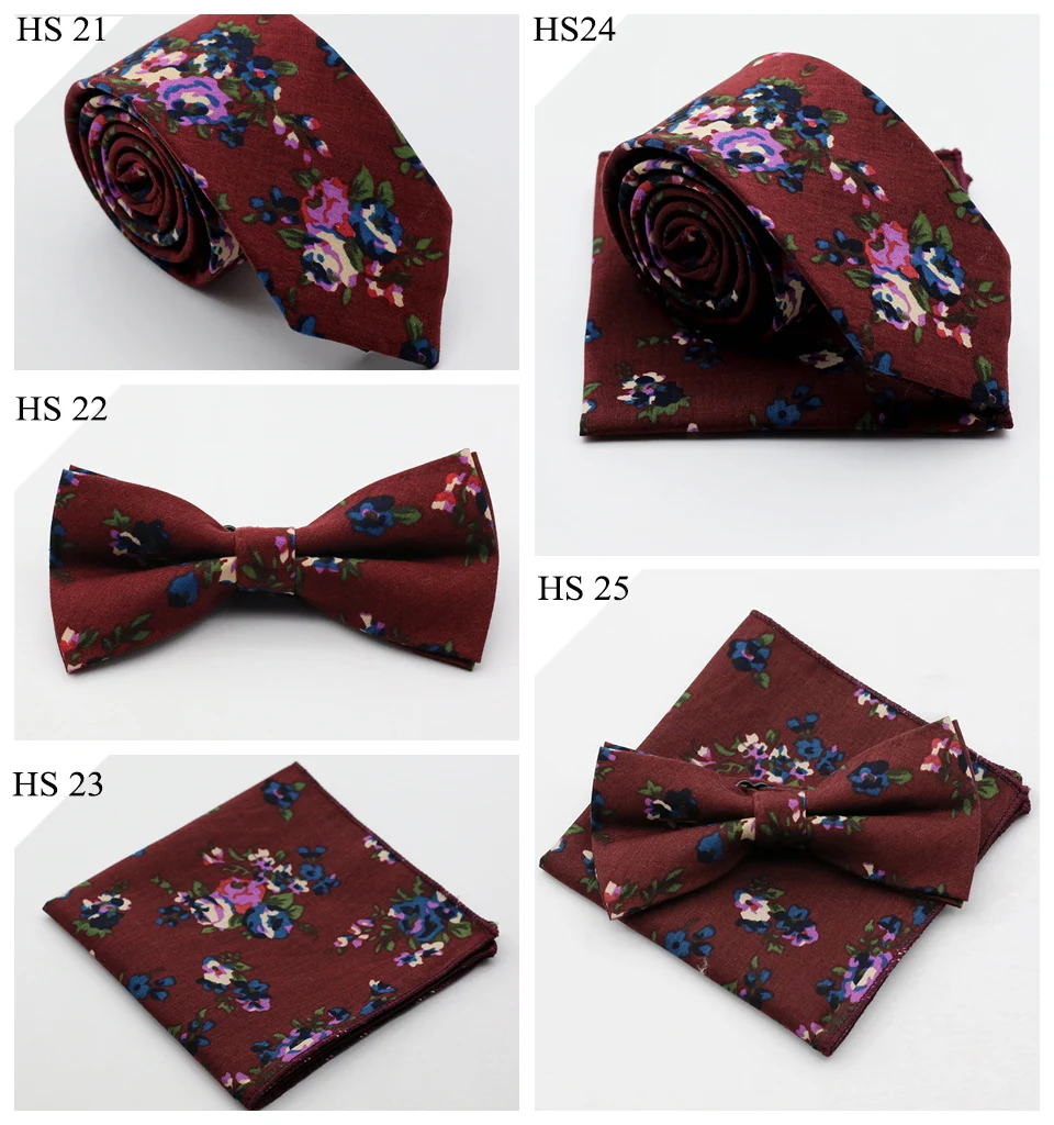 HUISHI дизайн 6 см хлопок тонкий галстук Набор Цветочный платок-галстук и галстук-бабочка Бизнес Свадебная вечеринка печать шеи галстуки для мужчин