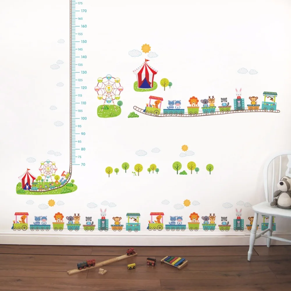 

2018 New Lovely Animals on Cars Trucks Bus Wall Sticker Kids Nursery Decor Mural Decals cute forest tree wall Decal poster mural