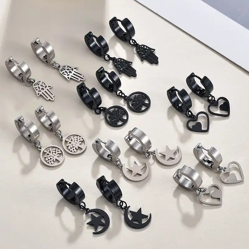 Новый дизайн крест сердце висячие серьги из нержавеющей стали 2019 для мужчин женщин Луна завод серьги с подвесками модные геометрические юв...