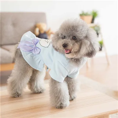 2017 new arrival dog cat autumn warm printed dress blue