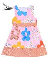 Girls Designer Kids Brand New Fashion Kids Girl’s Floral O-Neck Sleeveless Pleated A-line Tank Dress