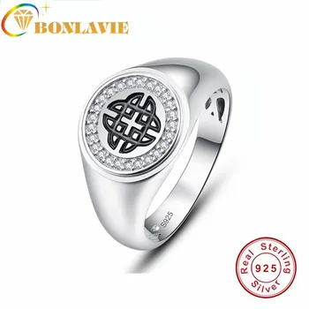 

BONLAVIE 12mm Eternal Power Knot men's Ring 100% Sterling Silver 925 Fine Jewelry for man Wedding Jewelry Accessories