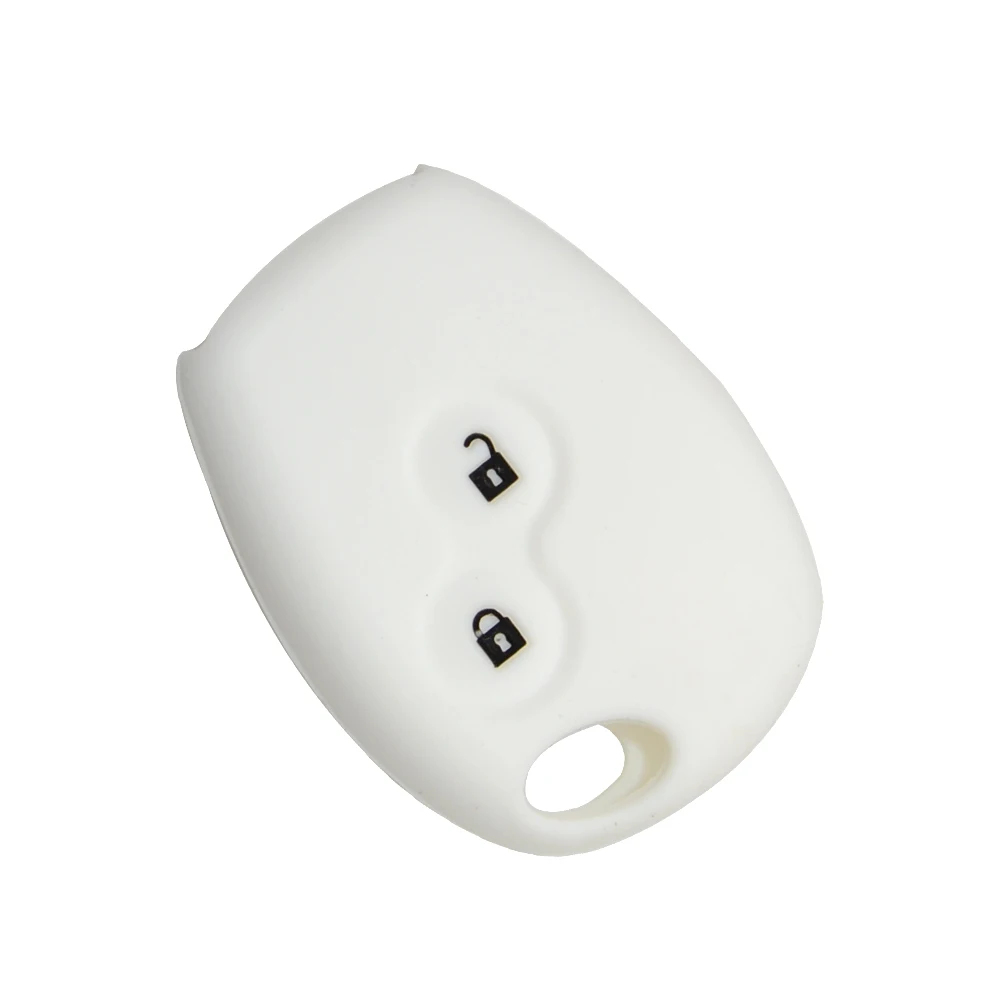 OkeyTech 2 кнопки силиконовый резиновый автомобильный чехол для дистанционного ключа для Renault Kangoo DACIA Scenic Megane Sandero Captur Twingo модус - Название цвета: White