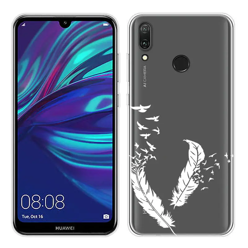 Cartoon Case for Huawei Y6 2019 Case Soft Silicone Back Cover Phone Case For Y7 2019 Honor 8x 9 10 Clear TPU Y 6 2019 Cover Capa (27)