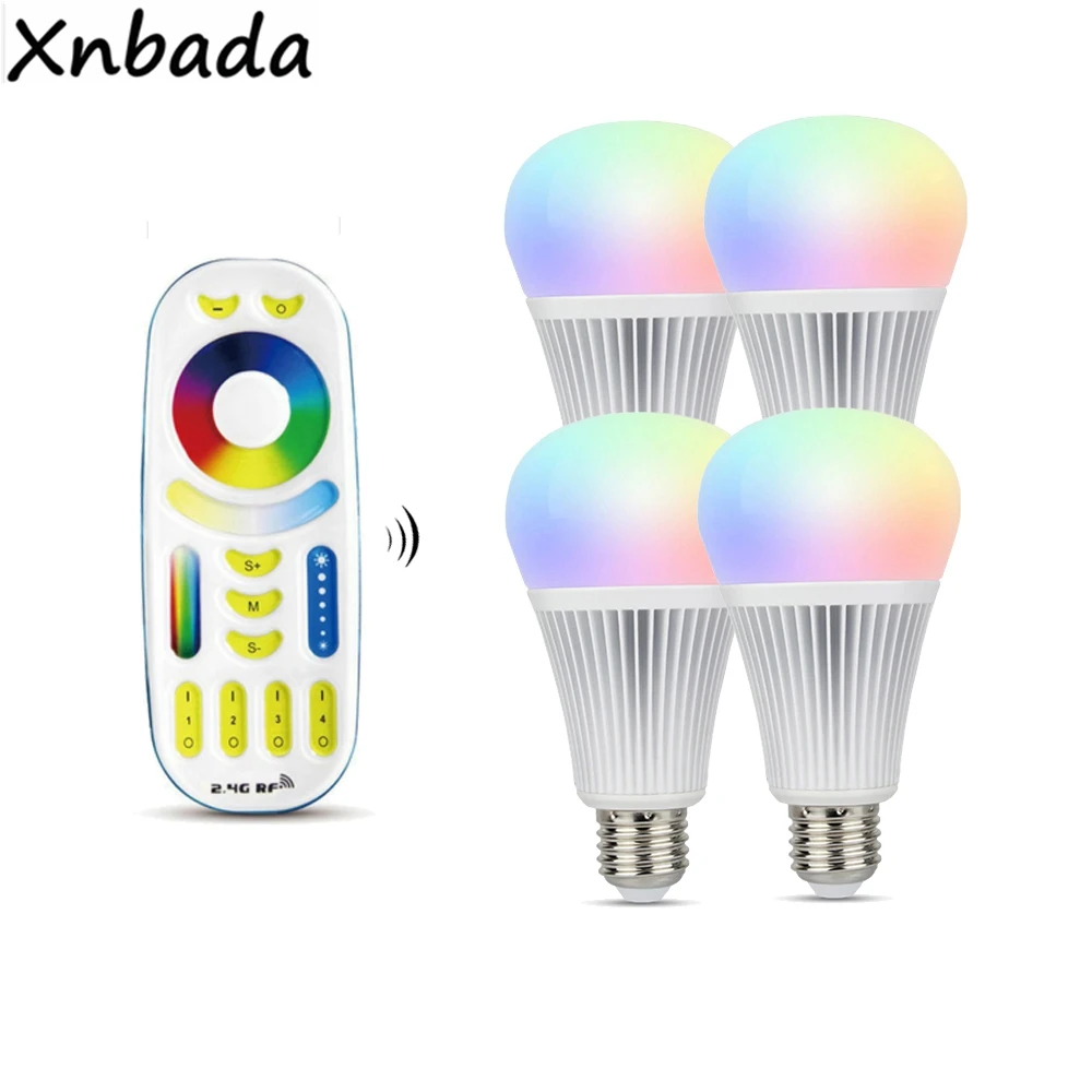 Новинка 2017 года milight 2.4 г 9 Вт E27 светодиодные лампы RGB + CCT светодиодные лампы AC85-265V, 2.4 г Беспроводной РФ 2 в 1 rgbww светодиодные контроллер для