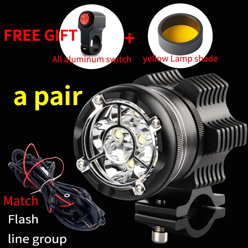 

TDGO Motorcycle LED Headlight High LED Motorbike Spotlight Headlamp 6500K 12V 90W Motor Spot Head Lights Driving Auxiliary Lamp