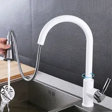 Выдвижной кухонный кран опрыскиватель хромированный на бортике 360 градусов Роскошный белый горячий и холодный поток смеситель для воды ванная комната кран раковина