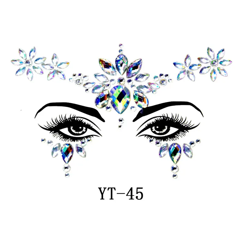 3D Face Crystal Glitter Jewels Tattoo Sticker Women Fashion Face Body Gems Gypsy Festival Adornment Party Beauty Makeup Stickers