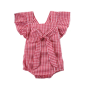 

Cute Plaid Newborn Girl Romper 2018 Summer Ruffles Infant Jumpsuit One Pieces Suits body baby girl rompers Baby Girls Clothes