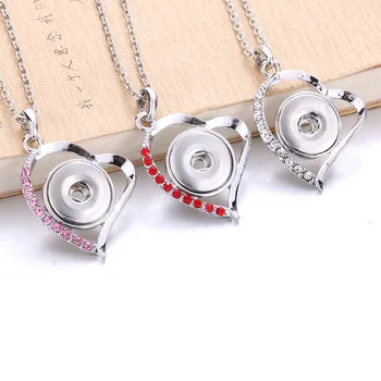 

New Snaps Jewelry Rhinestone Metal Snap Button Necklaces 18mm 20mm Snap Pendant Necklace For Women Girls DIY Button Jewelry Gift