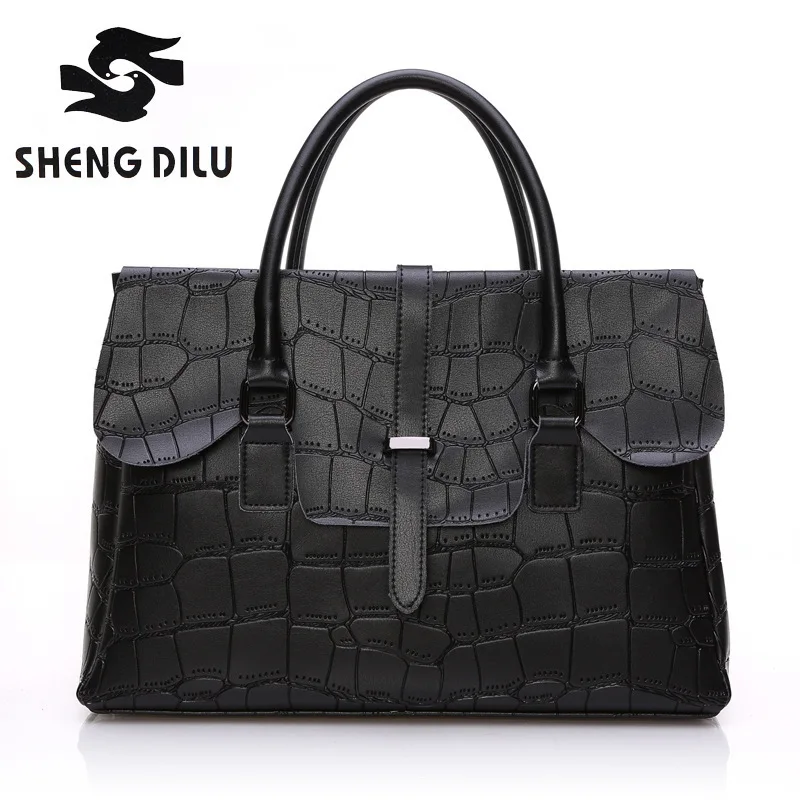 2017 Elegant Genuine Leather Bags for Women Business Crocodile Messenger Bag Cowhide name brand ...