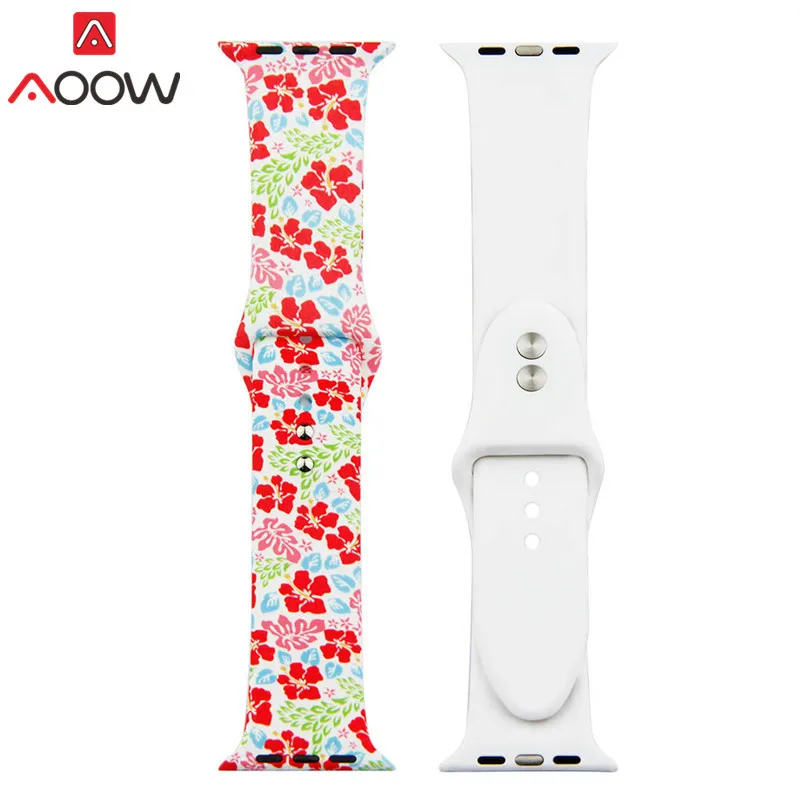 Color 10 38 цветов силиконовый ремешок для часов Apple Watch 38 мм 42 мм 40 мм 44 мм цветочный узор браслет ремешок для iwatch 1 2 3 4 браслет - Цвет ремешка: Color 10