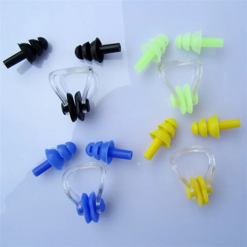 

Hot 1 Pair Silicone Waterproof Swimming Nose Clip Ear Plugs Earplugs Ear Protector Noise Reduction Protective Earmuffs