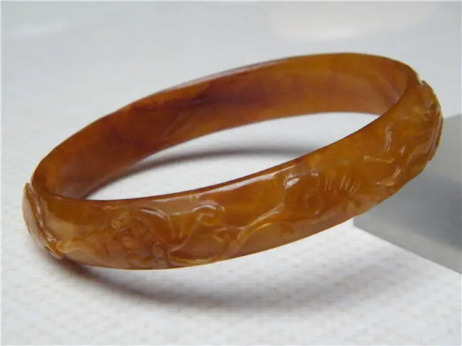 

FREE SHIPPING>>>@@ VINTAGE CHINESE HAND-CARVED NATURAL YELLOW JADEITE JADE BANGLE BRACELET 72.5MM NEW