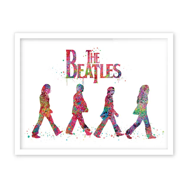 Watercolor Beatles Living Bed Room Modern Wall Art Pop Rock Music Celebrity Poster Prints Canvas Painting Gift