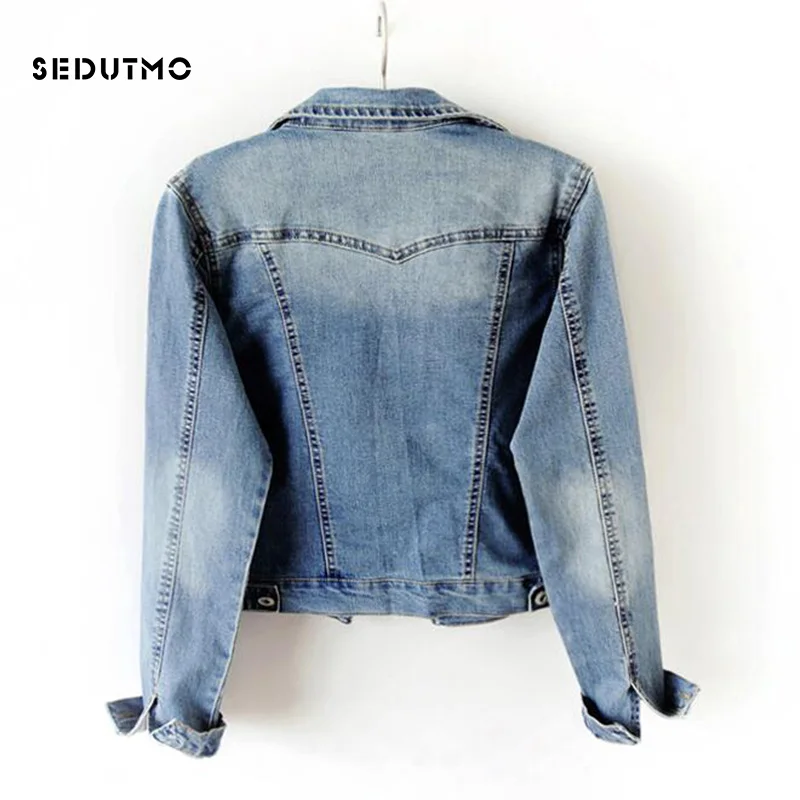 SEDUTMO 2018 размера плюс 5XL джинсовая куртка для женщин Boyfriend Denim пальто Уличная обувь