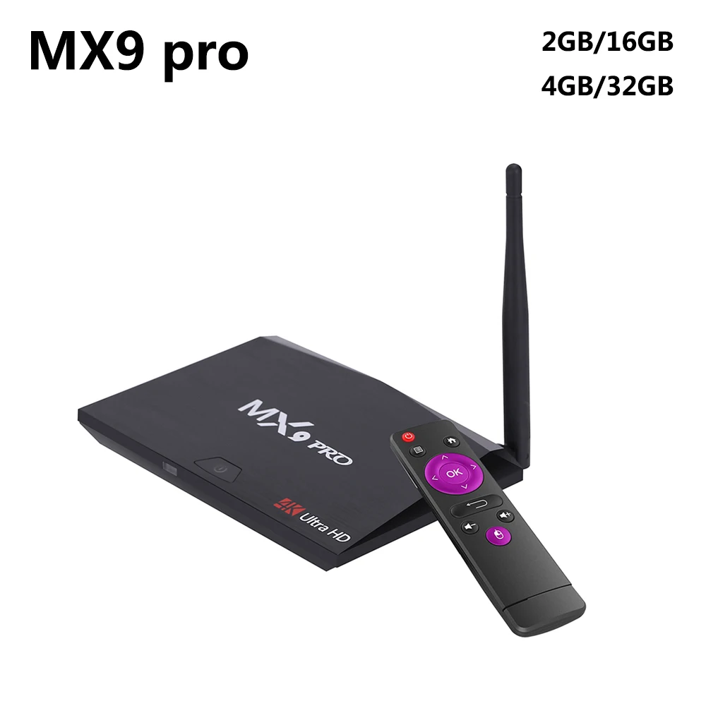 

2018 Android 8.1 TV Box MX9 Pro RK3328 Quad Core 4GB 32GB WiFi Bluetooth USB 3.0 Media Player H.265 HDR 4K HD Smart Set top box
