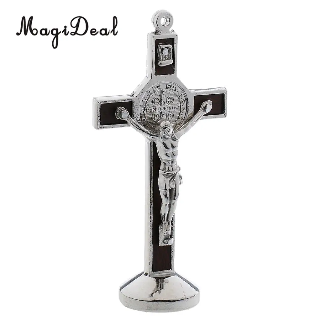 3PCS Alloy Crucifix Jesus Christ Cross Statue Figurine Perfect Gifts for Car Home Chapel Decoration