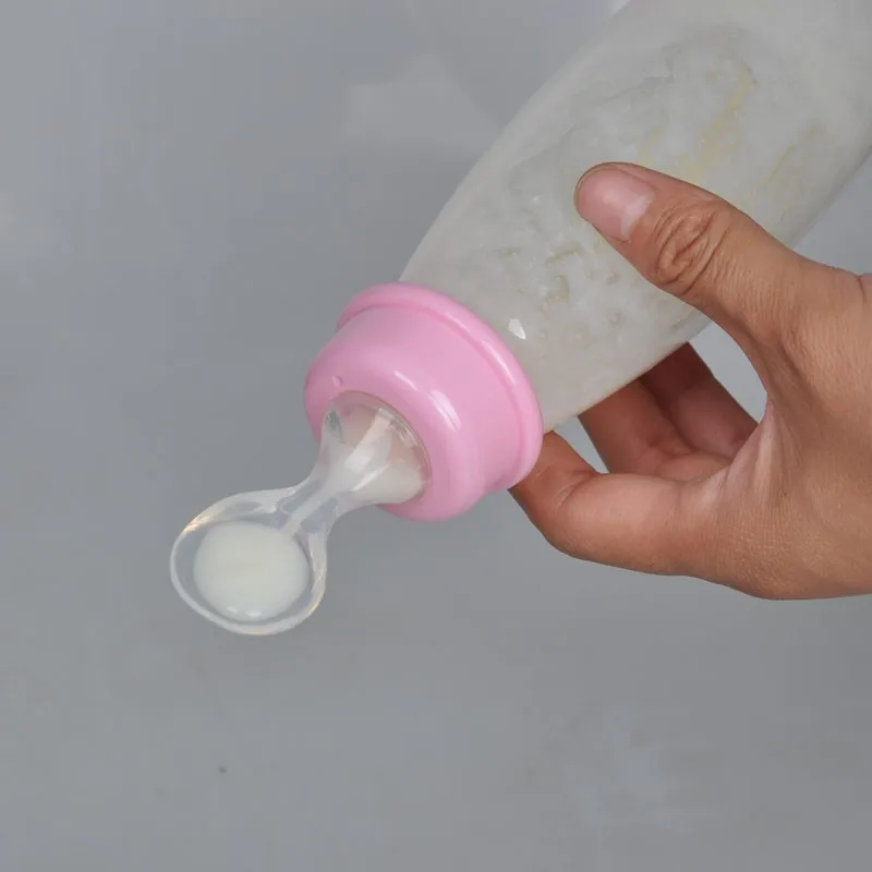 

240ML Kids Squeeze Spoon Milk Food Support Bottle Newborn Baby Rice Paste Bottle Infant Drinking Training PP Cups