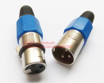 

Pair XLR 3 Pins Female Male Microphone Cable Adapter Connector, Black Blue, Silver Tone, 1Pair , Free shipping