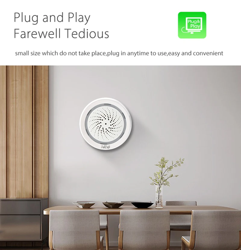 NEO NAS-AB02W Wi-Fi USB сирена сенсор Plug And Play Smart Life приложение дистанционное управление Workes с Alexa Echo и Google Home