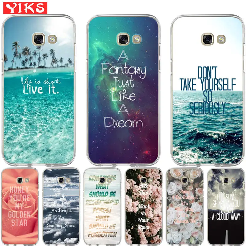 

Luxury text landscape flower For Coque Samsung Galaxy A3 A5 A7 A8 2015 2016 2017 2018 Cover Case Soft Phone Case shell Skin Etui