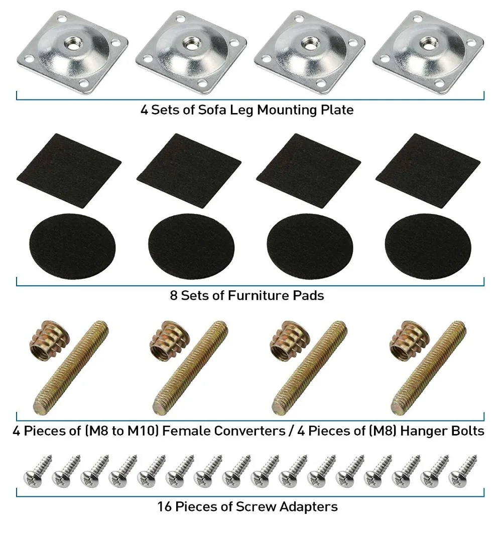 Шт. 4 шт. ножки монтажные пластины мебель ножки крепления пластины с вешалкой Болты Винты адаптеры мебель диваны сиденья