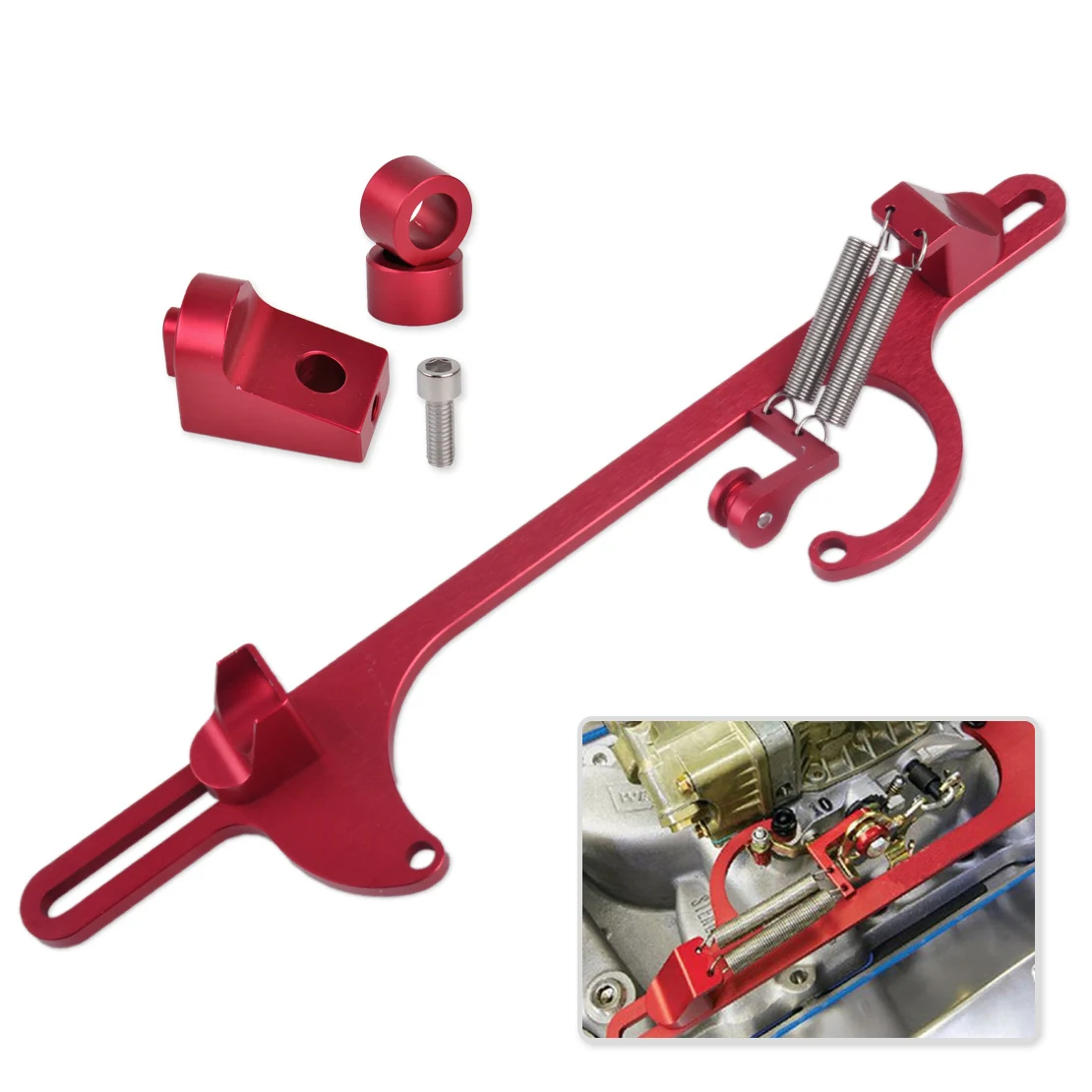 beler New Red Aluminum Alloy Throttle Cable Carb Carburetor Bracket with Mounting Block Screw