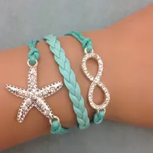 1 шт. бесконечно ручная работа браслет. металл очарование, воск шнур, кожаный браслет, модный драгоценный браслет 3675