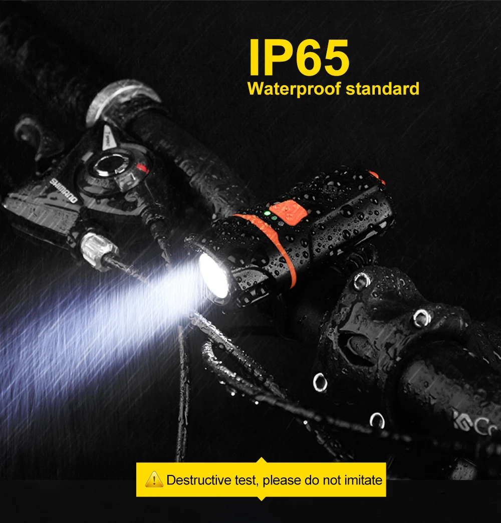 Top CoolChange Waterproof Bike Light USB Rechargeable Cycling Light T6 LED Warning Flashlight Battery 1200mAh 6 Modes Bicycle Light 17