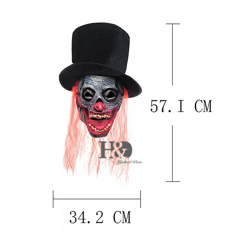 Новинка, маска клоуна на Хеллоуин с красными волосами, головной убор, костюм для вечеринки, косплей 22,5*13,5 дюймов