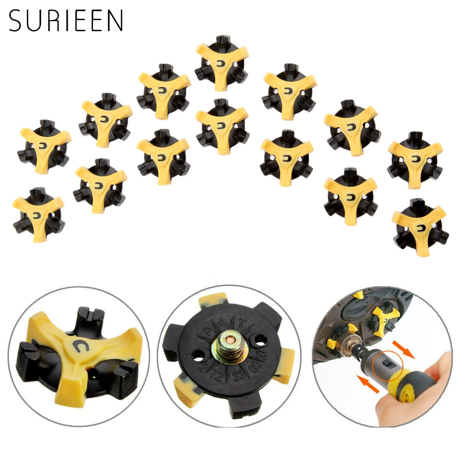 14Pcs Plastic+ Metal Golf Shoe Spikes Replacement Champ Cleat Fast