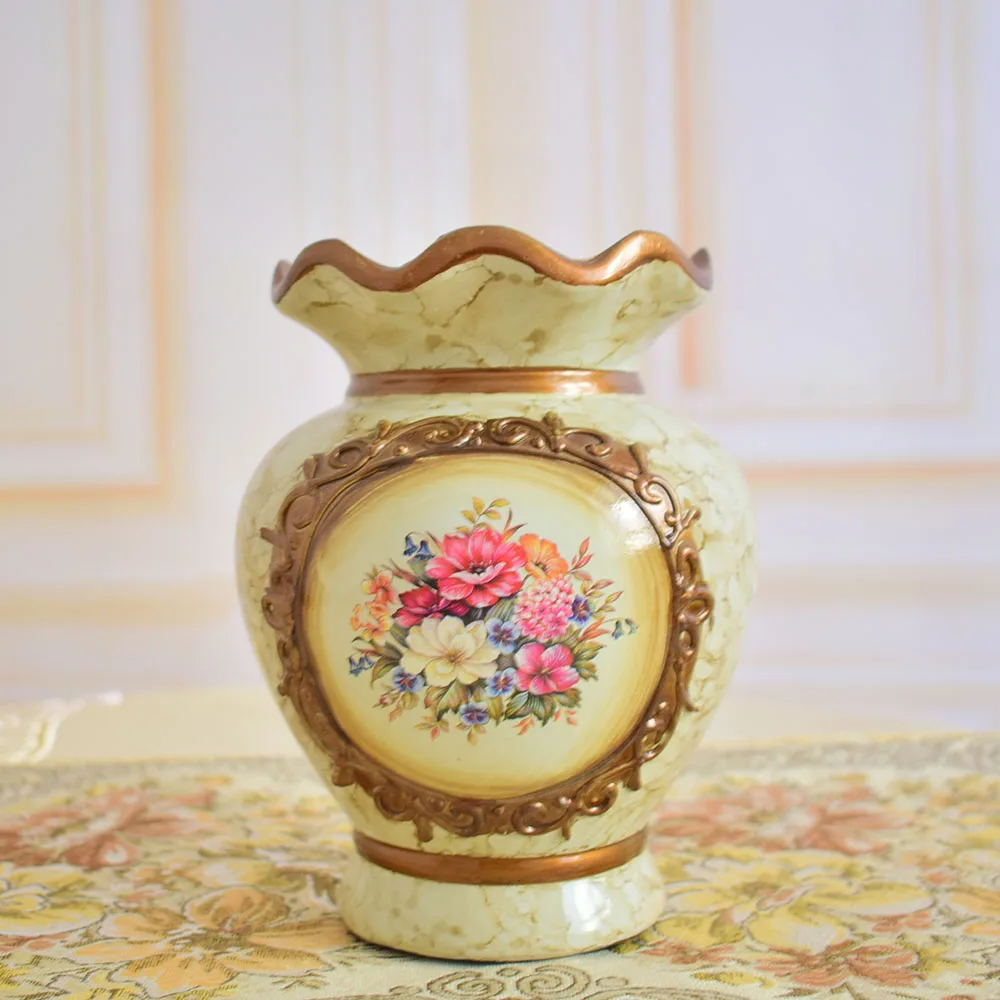 Европейская классическая керамическая ваза для цветов, для свадьбы, домашнего стола, рождественские, вечерние, винтажные, зеленые, коричневые - Цвет: small brown