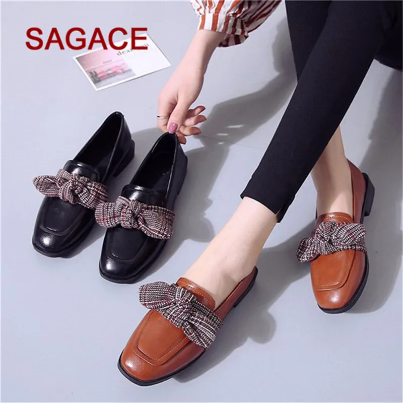 

Women's Single Shoes Female New Spring Wild Bow Small Leather Shoes Women Platform High Heels College Wind Lofty Shoes Woman