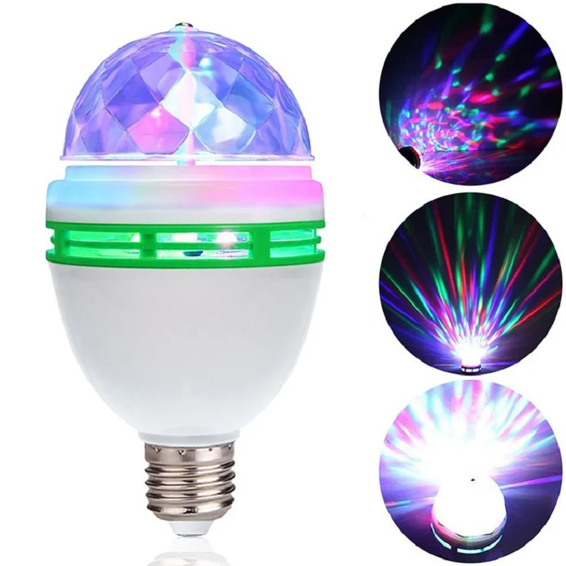 USA 3W RGB LED Color Rotating Lamp Disco Party Bar Club Effect Stage Light Bulb