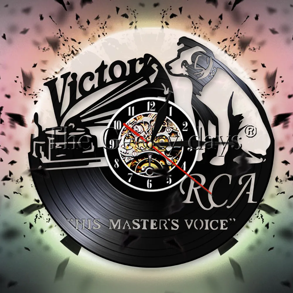 RCA Victor Dog его мастер голос музыкальная собака виниловая запись настенные часы