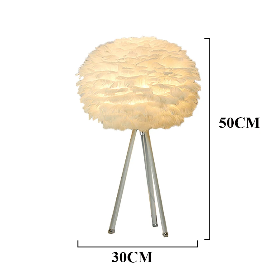 Thrisdar современный минималистский перо светодиодный настольная лампа с E27 Базовые Женские туфли с отделкой белыми перьями, настольная лампа прикраватная лампа для чтения свет разъема стандарта ЕС и США