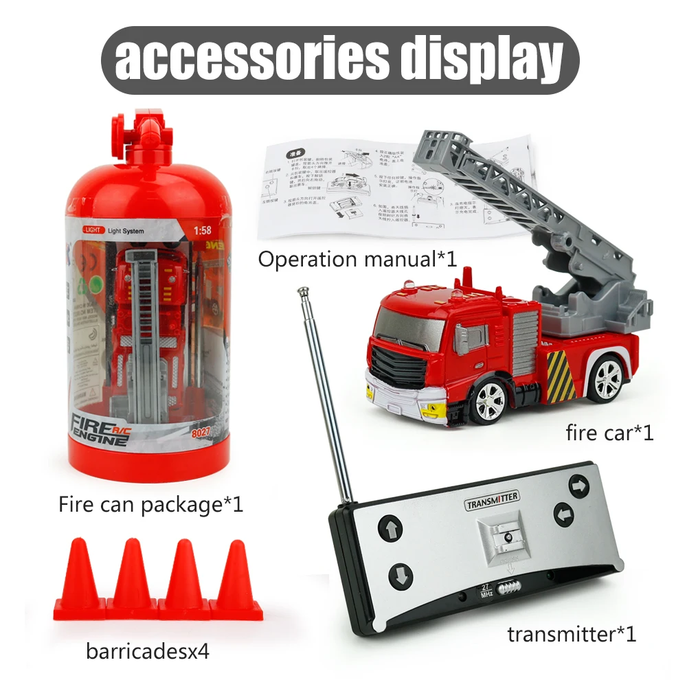 Радиоуправляемая машина, мини-пожарная машина, пожарная машина для детей, игрушка, перезаряжаемый пульт дистанционного управления, лестница, радиоуправляемая пожарная машина, игрушки